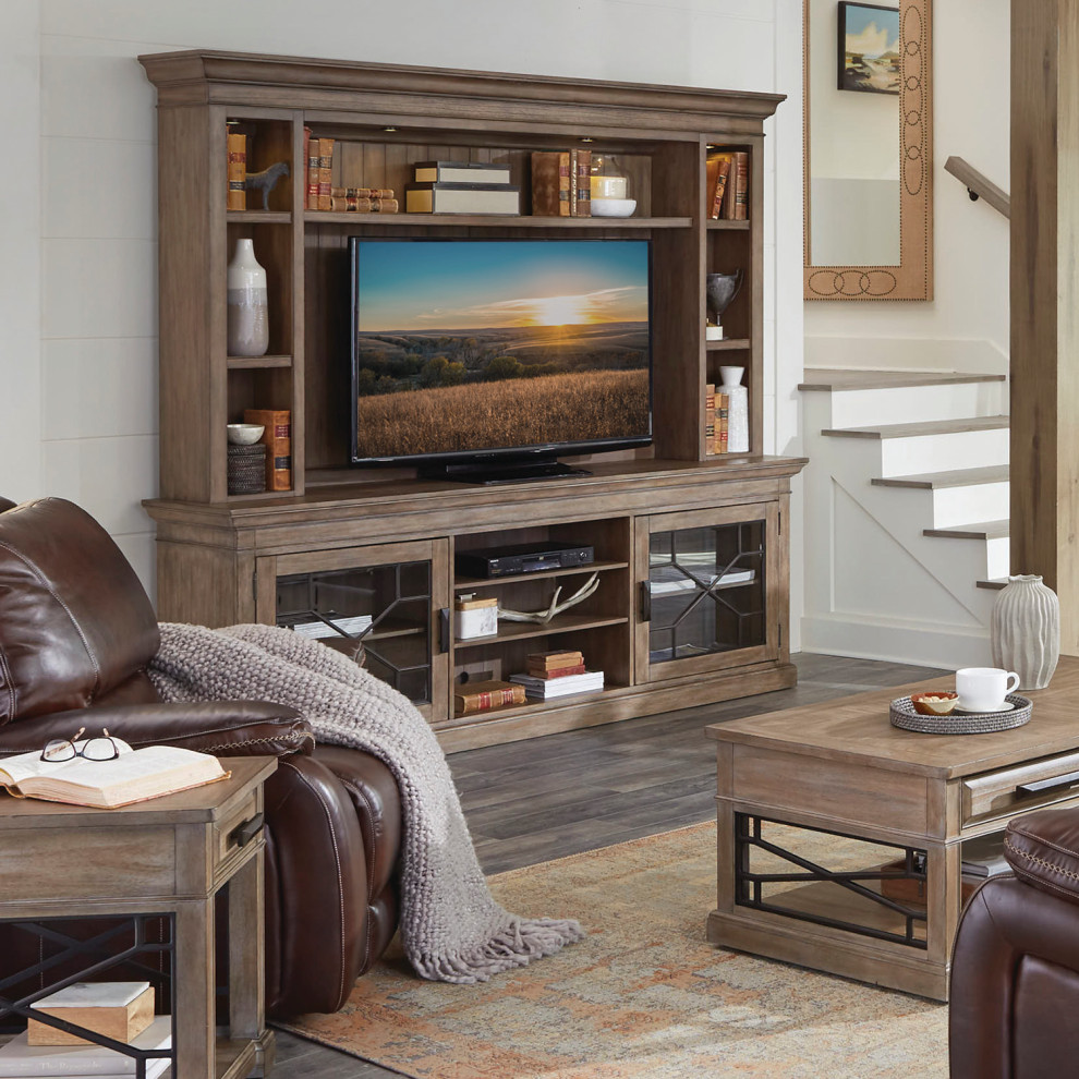 Parker House Sundance 92 quotConsole With Hutch and Back Panel   Traditional   Entertainment Centers And Tv Stands   by Parker House  Houzz