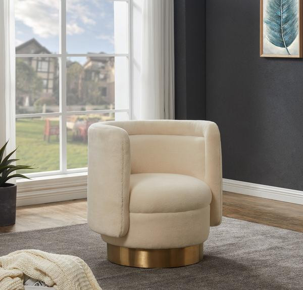 Sara Swivel Accent Chair Ivory/Gold   Contemporary   Armchairs And Accent Chairs   by Virgil Stanis Design  Houzz