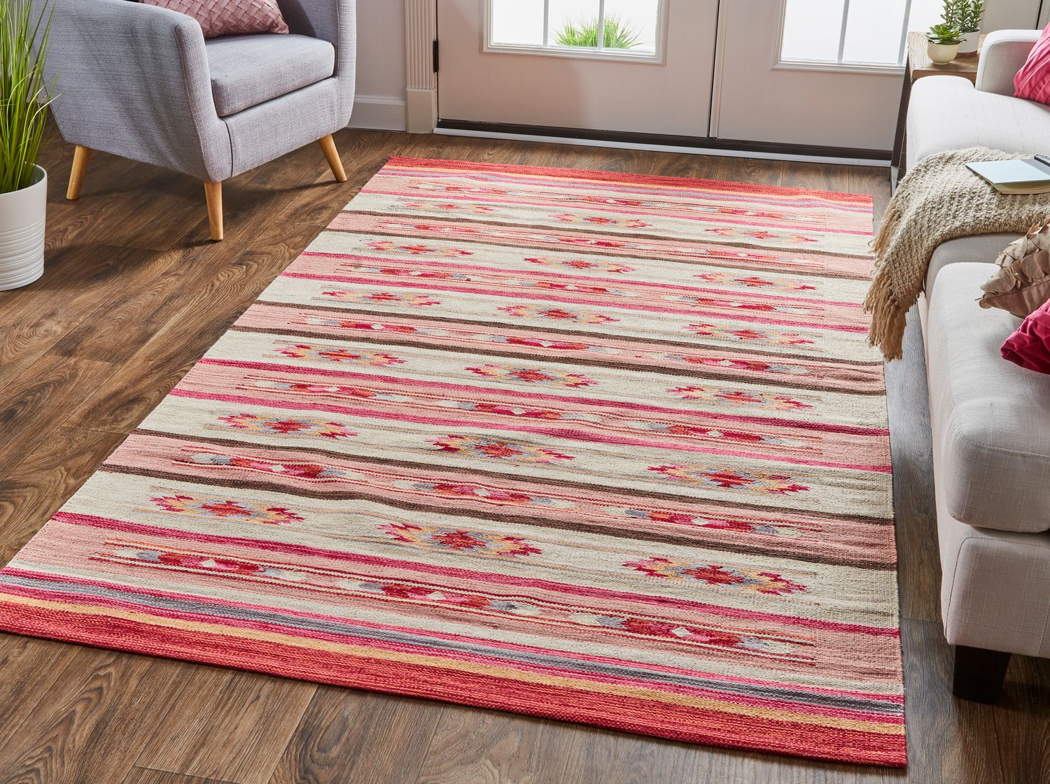 Galvin Flatweave Red and Ivory Rug by BD Fine