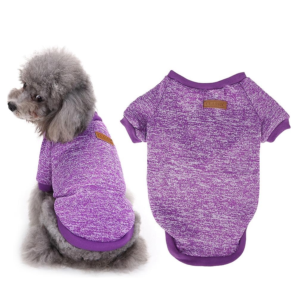 Winter Soft Warm Cute Dog Clothes For Small Pet Dogs Puppy Purple Sweater Clothing Outfit