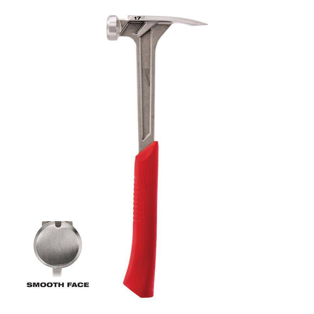 MW 17 oz. Smooth Face Framing Hammer with 12 in. Pry Bar 48-22-9017-48-22-9034