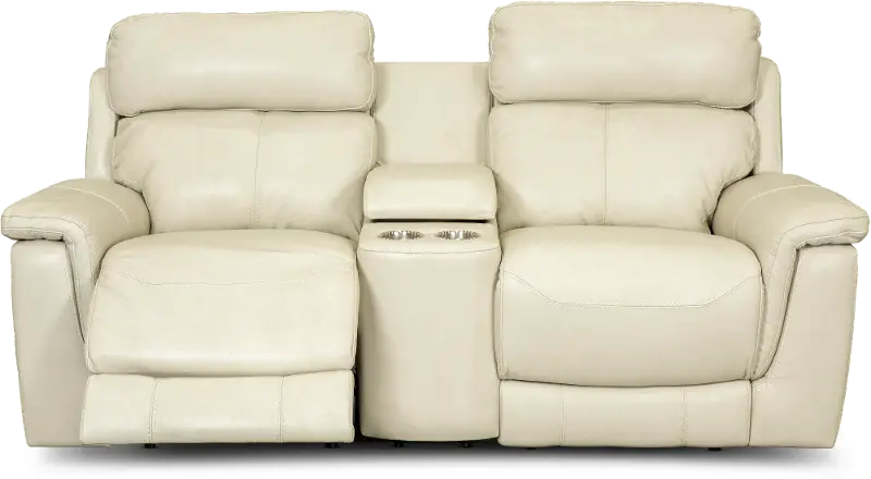 Integrity Pearl Leather-Match Power Reclining Console Loveseat