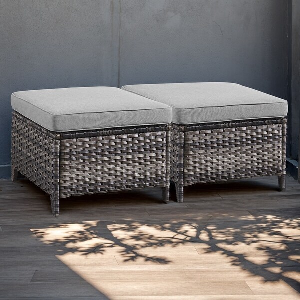 Wicker Rattan Ottoman Outdoor Patio Ottoman