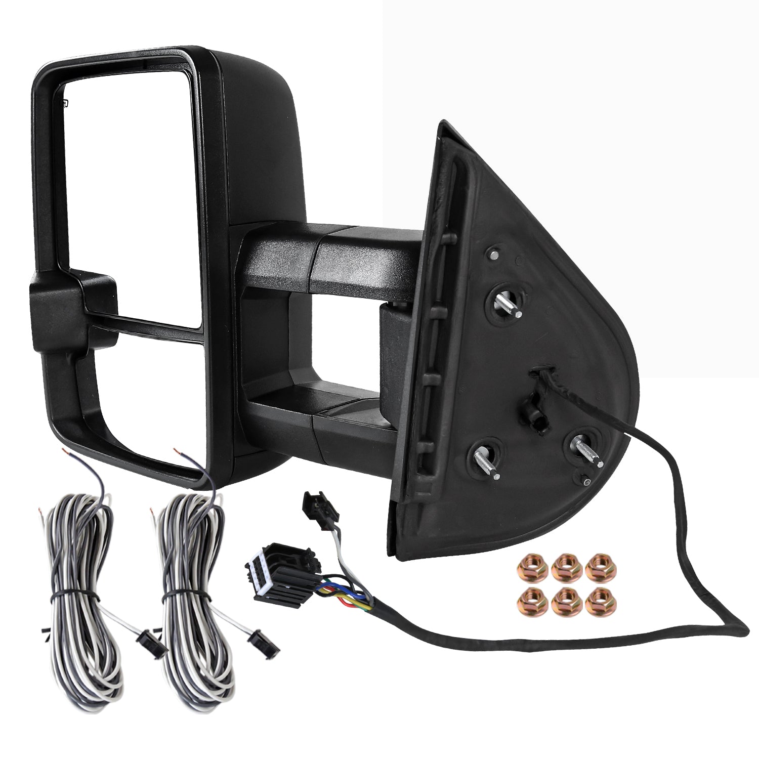 Spec-D Tuning Facelift Style Smoke Led Signal Power + Heated Towing Mirrors Compatible with Chevy Silverado GMC Sierra 2007-2013