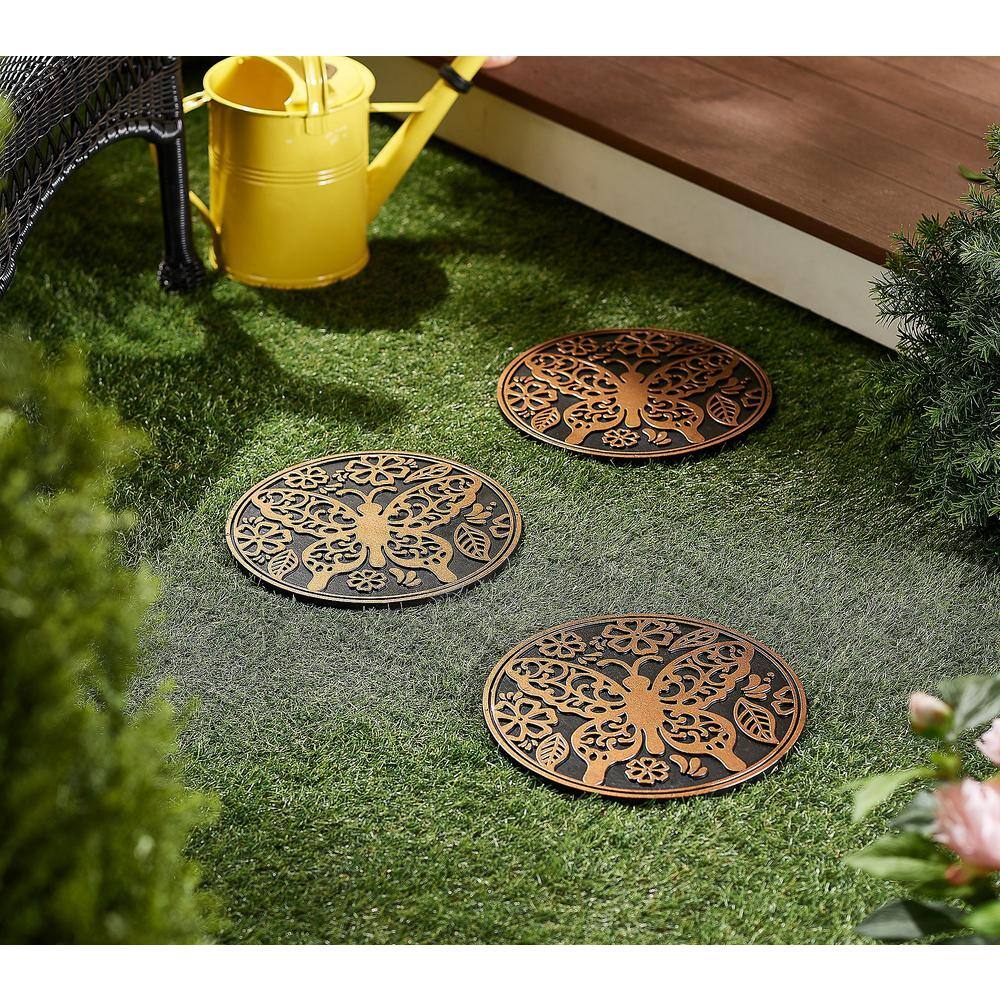 Evergreen 12 in. Butterfly Rubber Stepping Stones (Set of 3) ZQ84G2800