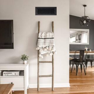 Reggio Registers Basketweave Series 12 in. x 6 in. Black Steel Vent Cover Grille for Home Floors and Walls with Mounting Holes BWL16-814-SBH