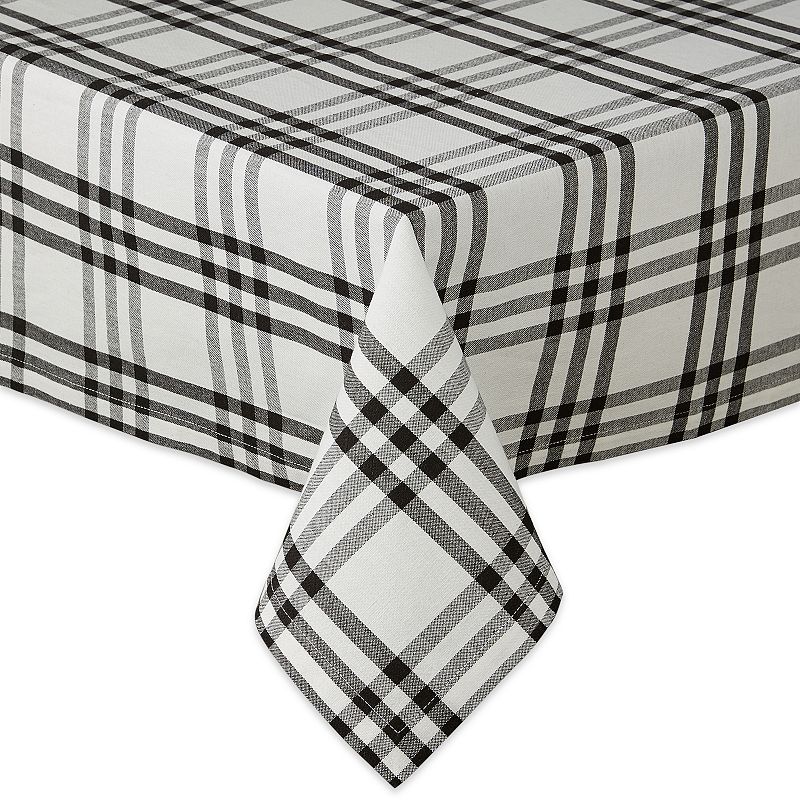 60 x 84 Black and White Rectangle Cotton Tablecloth