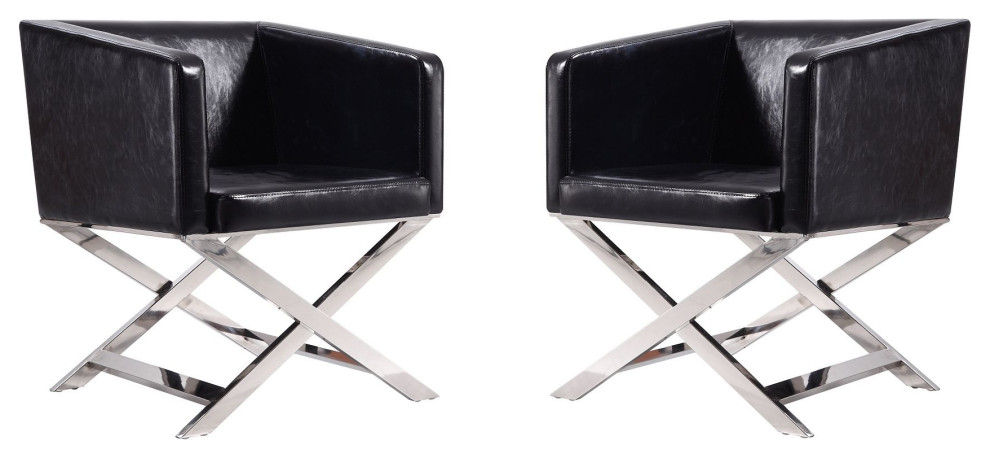 Hollywood Lounge Accent Chair  Black and Polished Chrome  Set of 2   Contemporary   Armchairs And Accent Chairs   by Kolibri Decor  Houzz