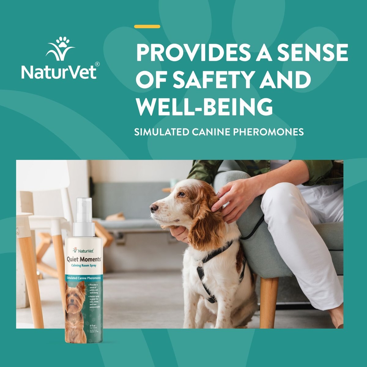 NaturVet Quiet Moments Simulated Canine Pheromones Calming Spray for Dogs