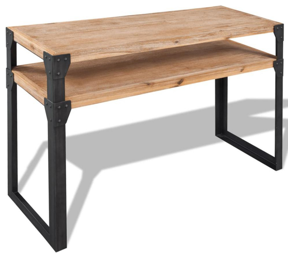 Vidaxl Console Table Solid Acacia Wood 47.2X15.7X33.5  243915   Industrial   Console Tables   by BisonOffice  Houzz