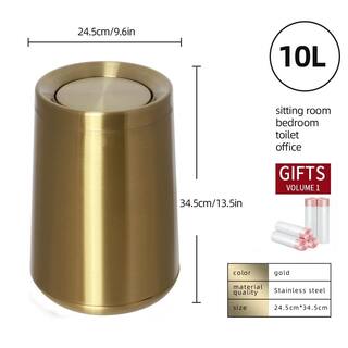 2.6 Gal. Gold Metal Trash Can with Flip Cover HP01WCJV