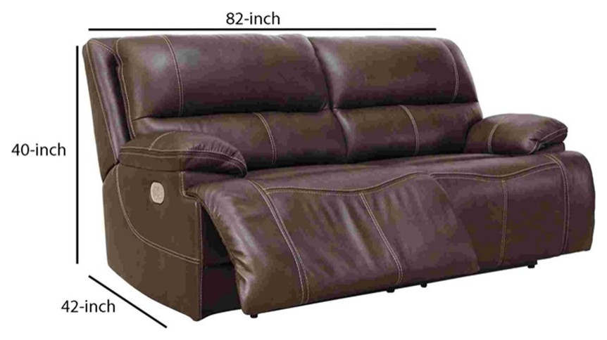 2 Seater Sofa with Power Recliner and Pillow Top Arms Walnut Brown   Contemporary   Sofas   by Homesquare  Houzz