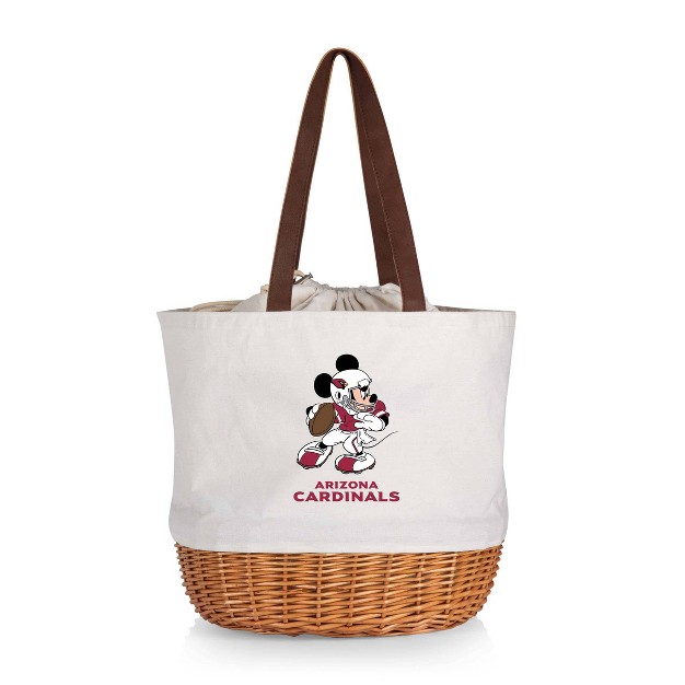 Nfl Arizona Cardinals Mickey Mouse Coronado Canvas And Willow Basket Tote Beige Canvas