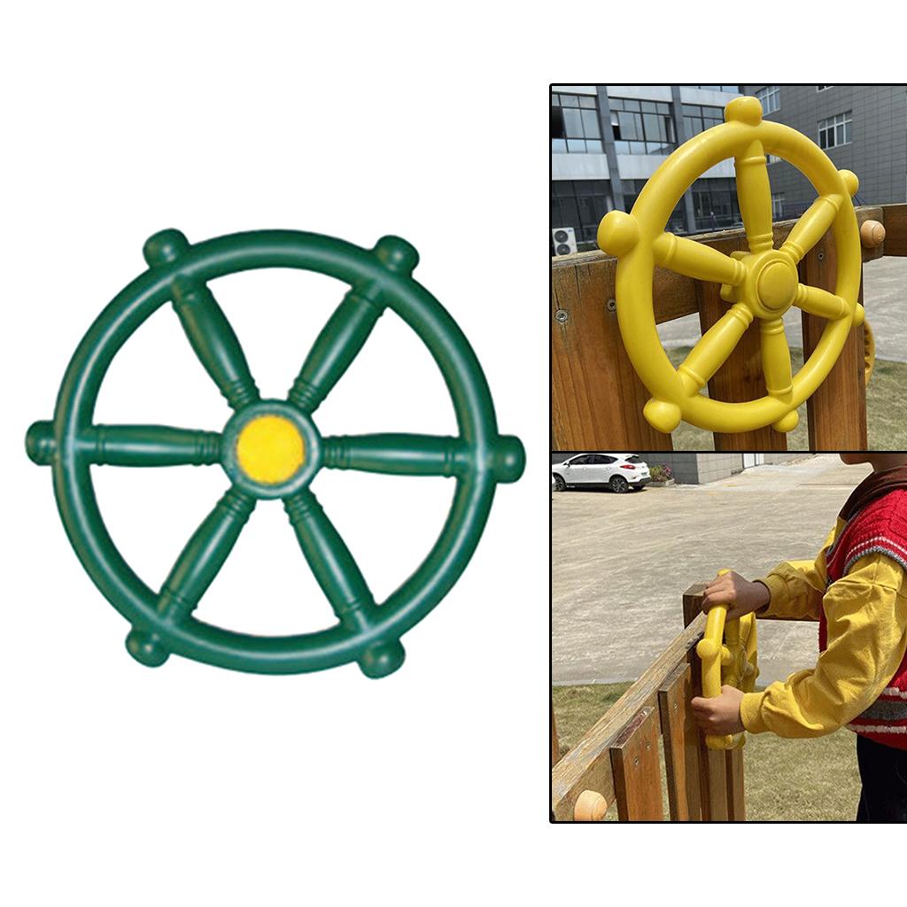 Pirate Ship Wheel for Kids Outdoor Playhouse， Treehouse， Backyard Playset Or Swingset， Playground Accessories， Wooden Attachments Parts - green