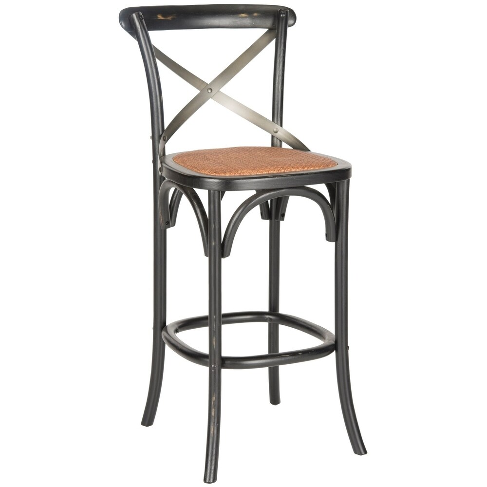 SAFAVIEH 30 inch Eleanor X Back Black Bar Stool