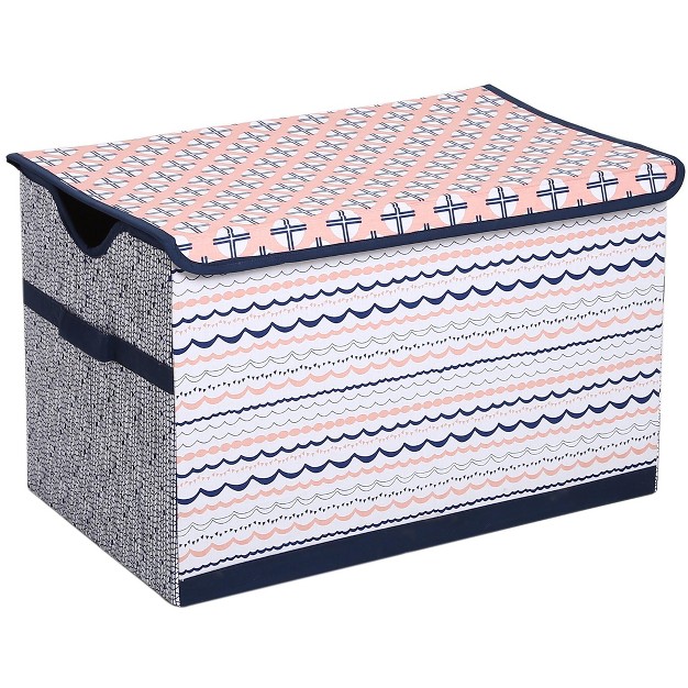 Bacati Olivia Coral navy Storage Toy Chest