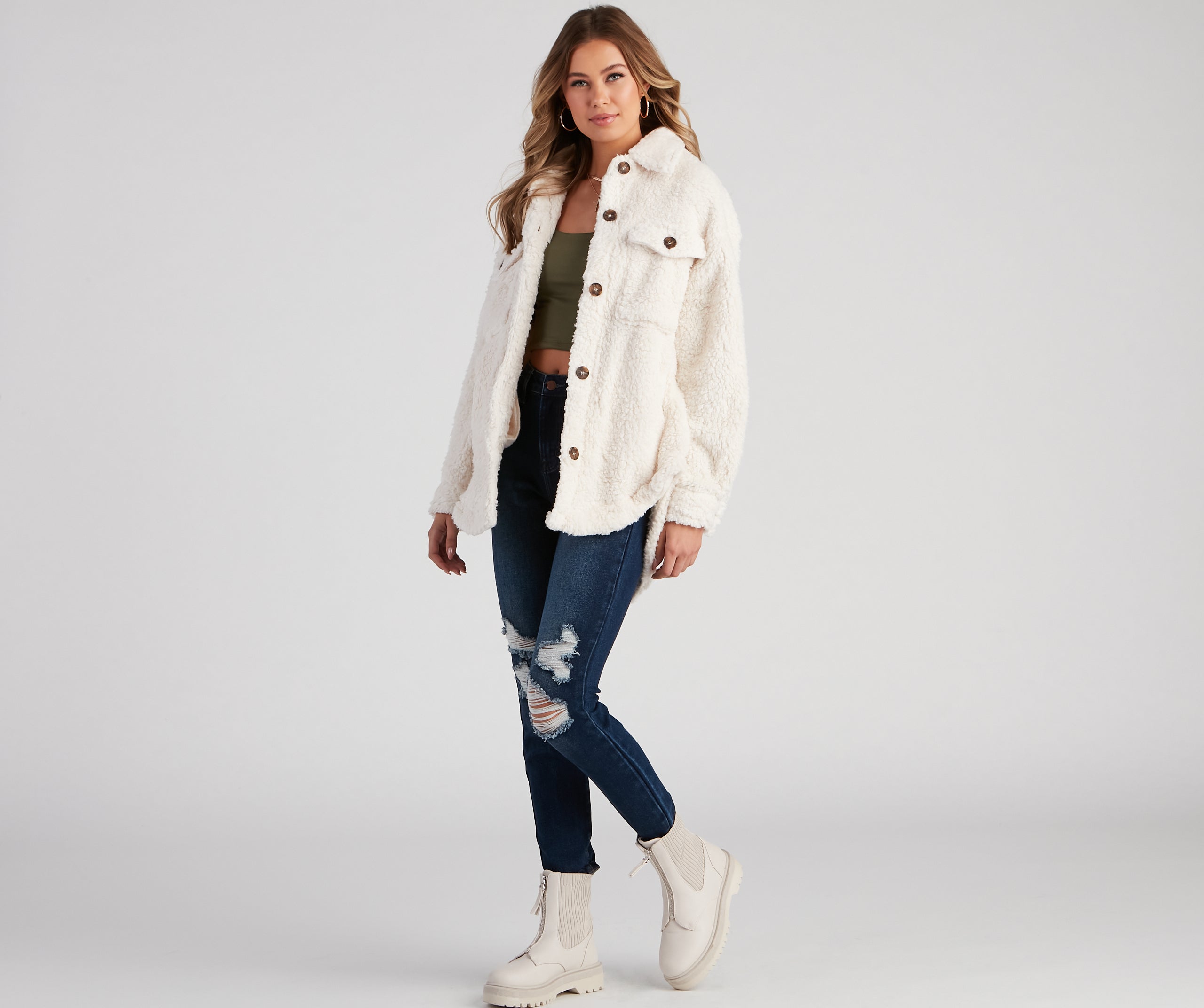 All About Knit Sherpa Shacket