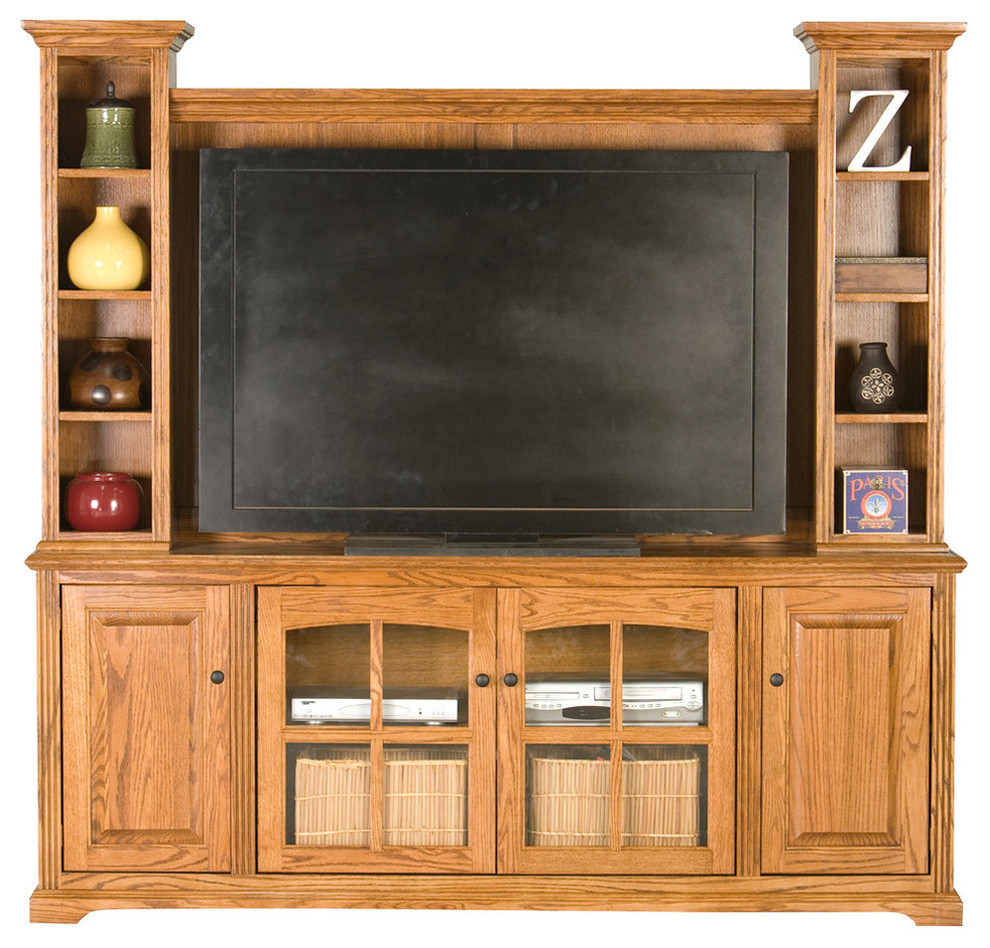 Oak Ridge 80 quotEntertainment Console Hutch and Base   Transitional   Entertainment Centers And Tv Stands   by Eagle Furniture  Houzz