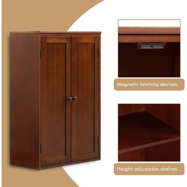 Wood Wall Storage Cabinet with Adjustable Shelf and Double Doors