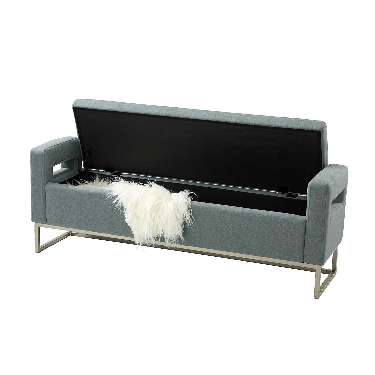 14 Karat Home Storage Bench, Upholstered Entryway Bench for Bedroom Living Room, Blue