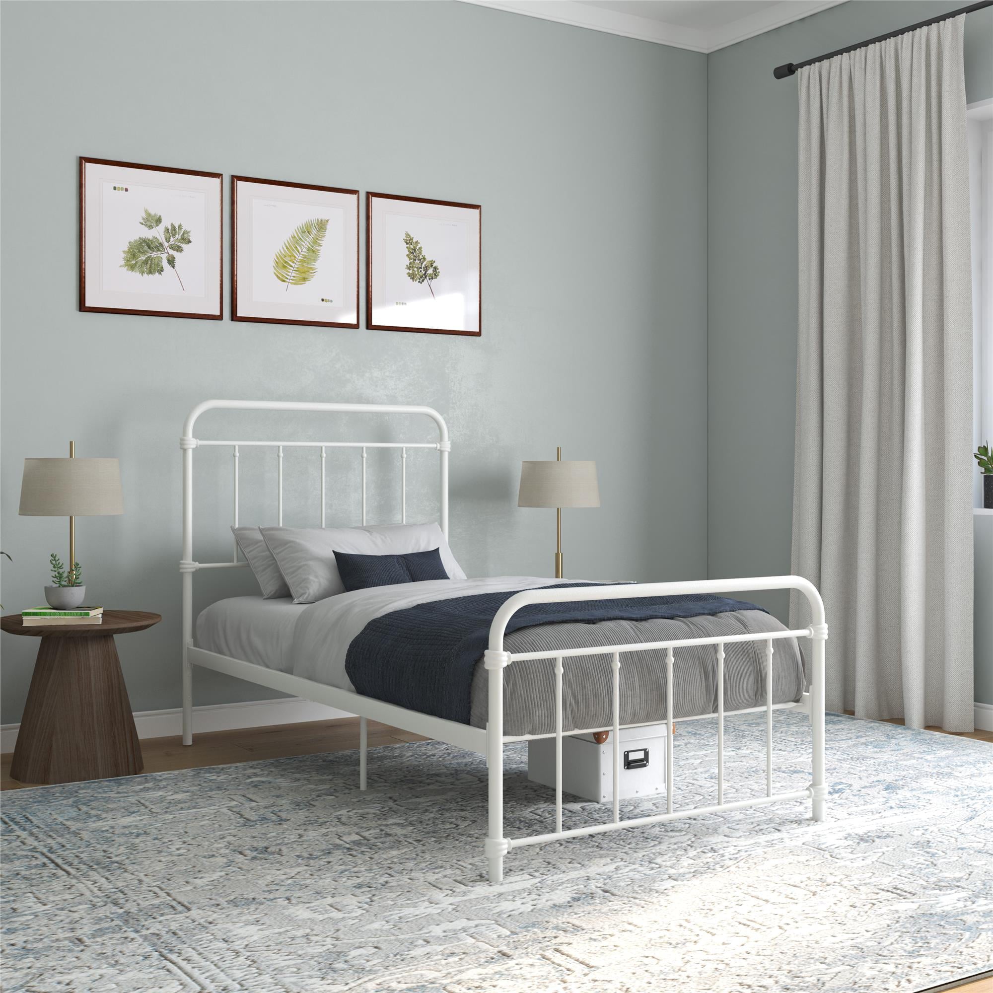 Desert Fields Wallace Metal Platform Bed, Twin, White