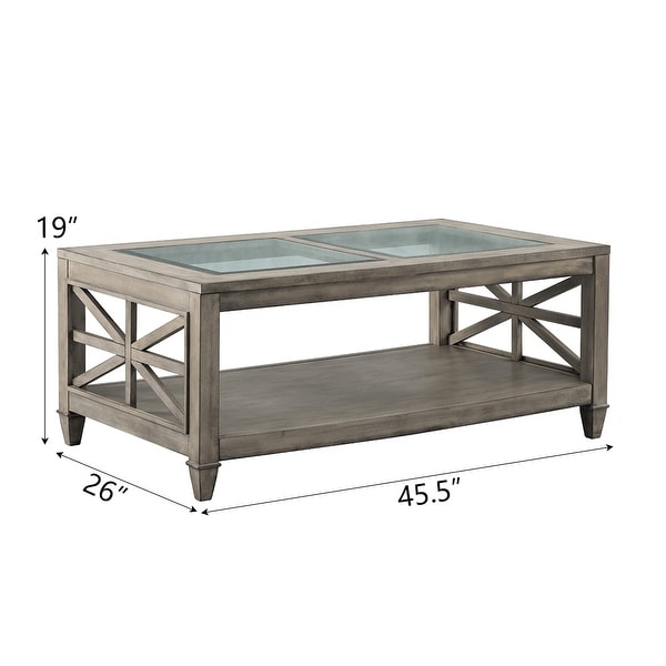 45.5 in. 19 in. Large Rectangle Glass Coffee Table，1-Tier Shelf