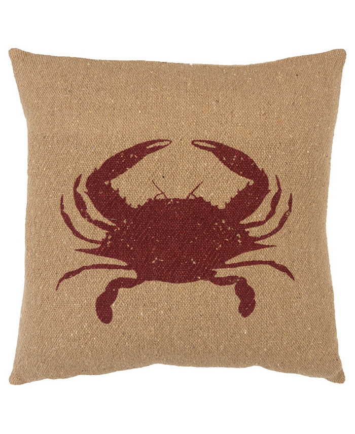 Rizzy Home Crab Polyester Filled Decorative Pillow， 20 x 20