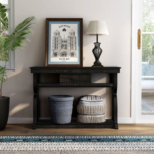 DH BASIC Reclaimed Black Oak 47-inch Storage Console Table by Denhour