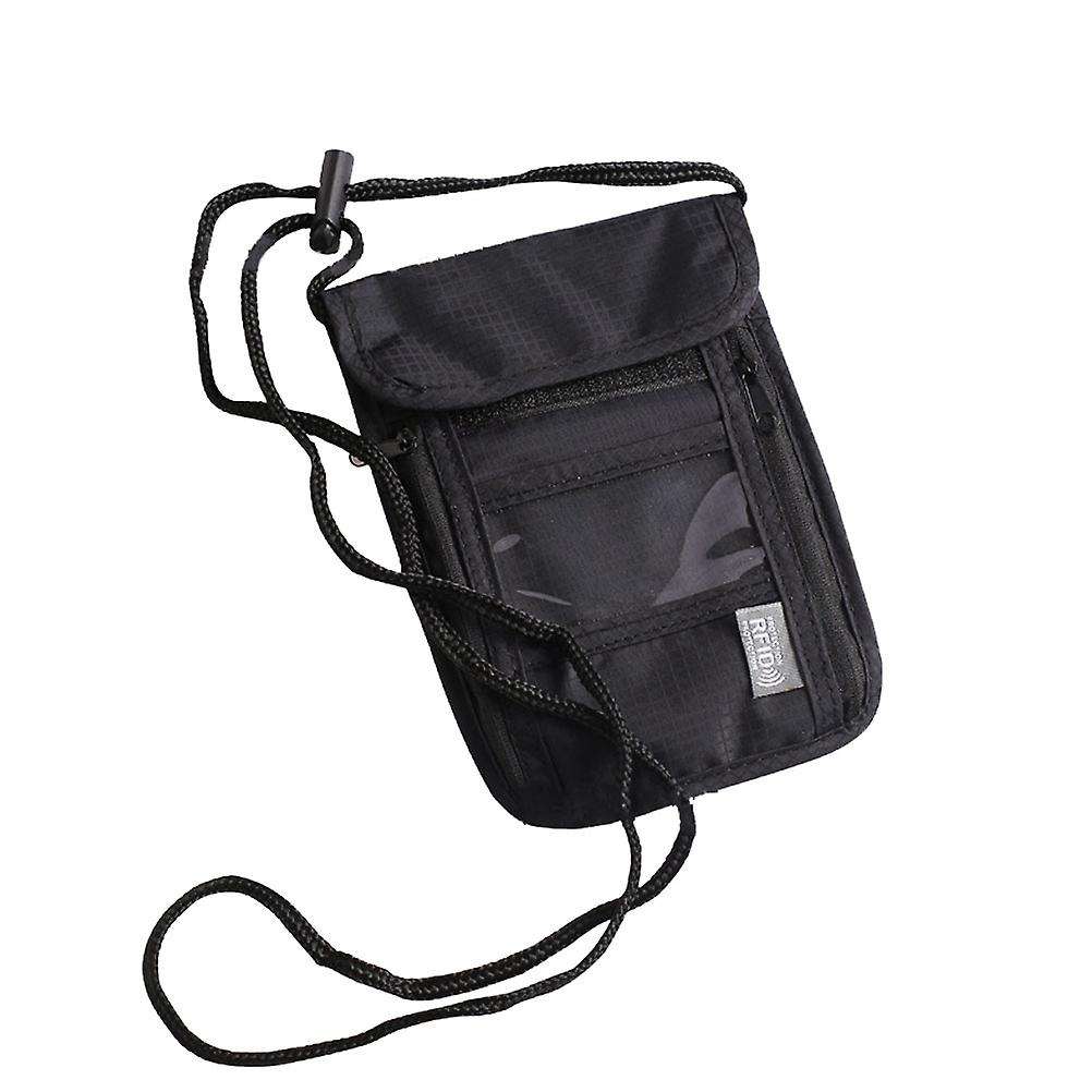 Travel Wallet Neck Hanging Bags Passport Holder Waterproof Passport Cover Credit Holder Shoulder Bag Phone Bag (black)