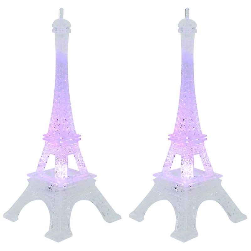 2pcs Led Light Up Eiffel Tower Night Light Creative Fashion Acrylic Decoration Lamp (8 X 8 X 19cm)