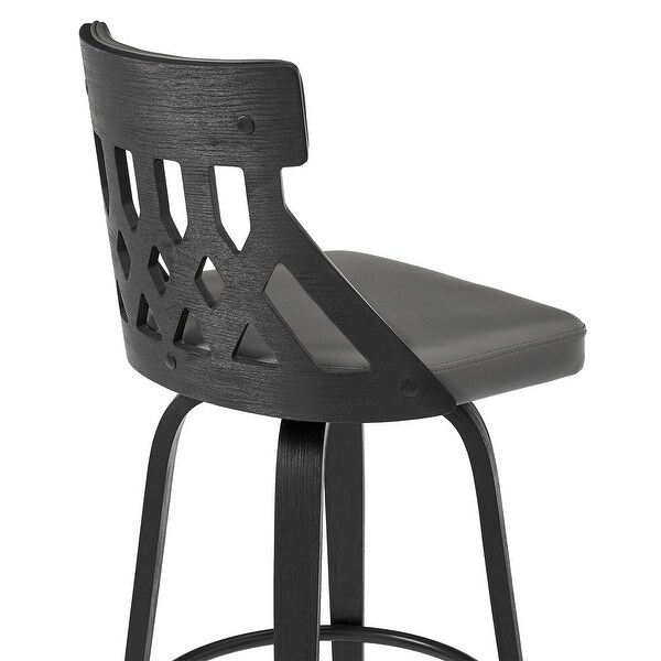 Crux Swivel Bar Stool in Faux Leather and Wood