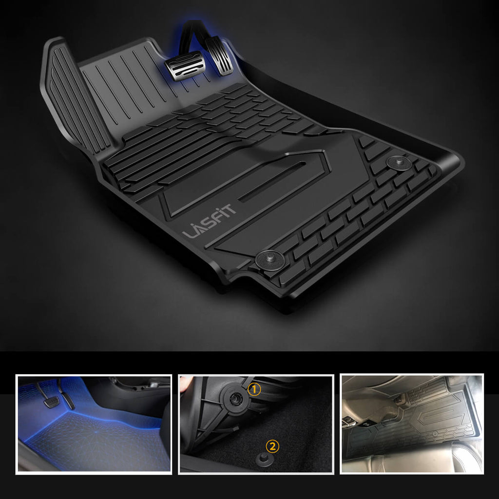 LASFIT Tesla Model Y 2020 2021 2022 Custom Floor Mats TPE Material 1st and 2nd and Cargo Liners(Fit 5 Seats only，Don't fit 7 Seats)