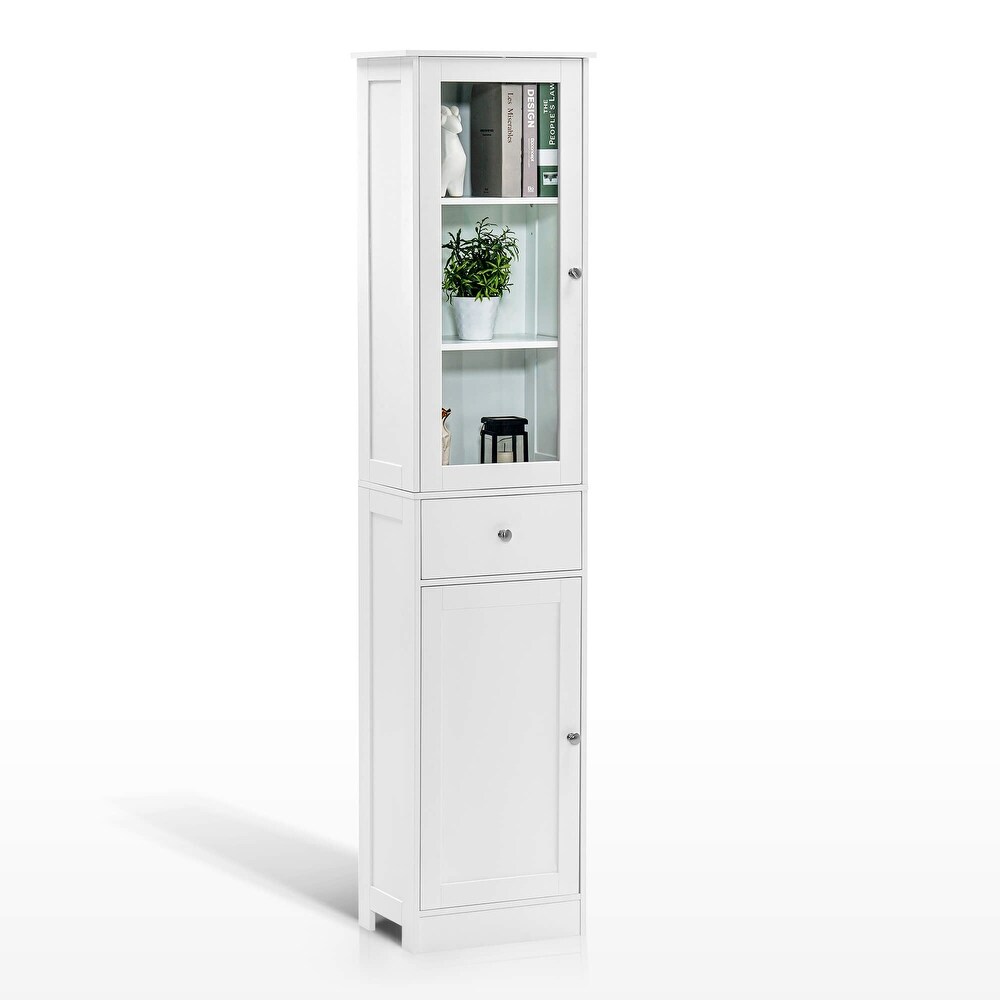 Bathroom Storage Cabinet  Slim Floor Standing Organizer Cabinet