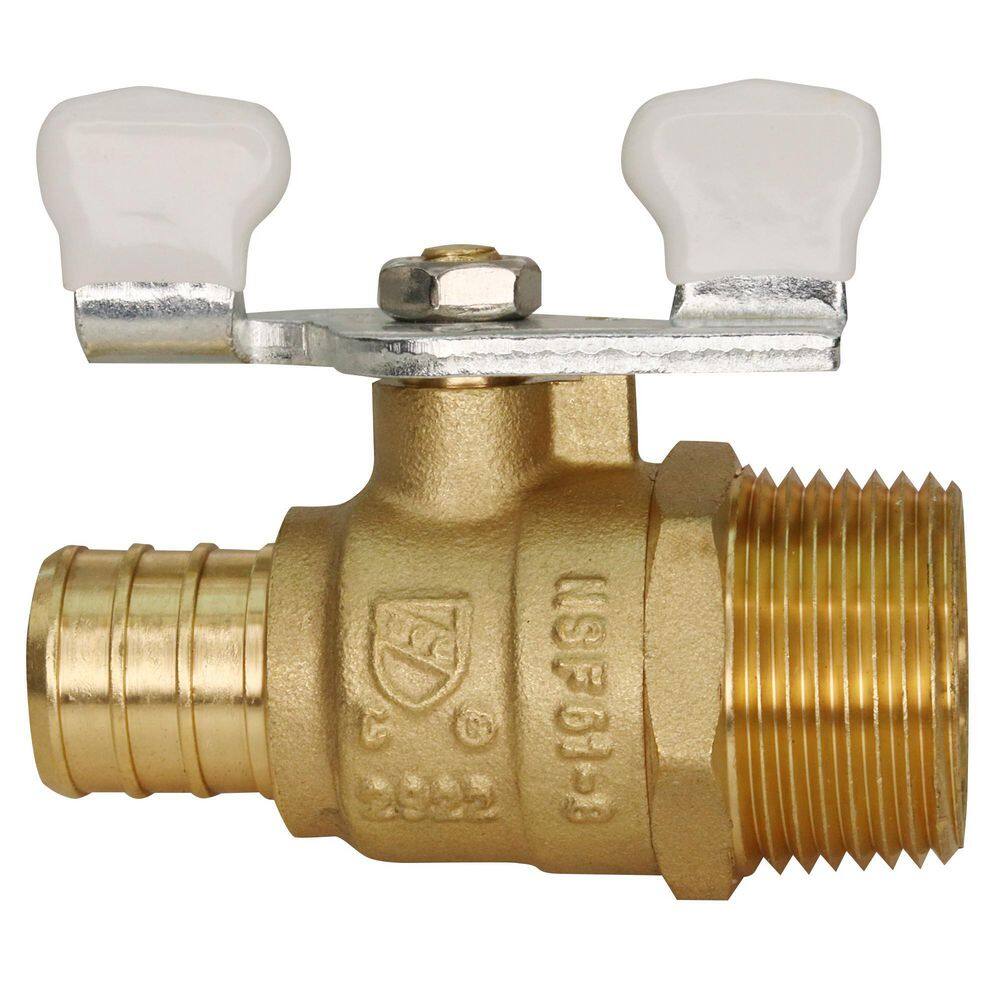 Apollo 34 in. Brass PEX-B Barb X MPT Ball Valve with Tee Handle APXV34M