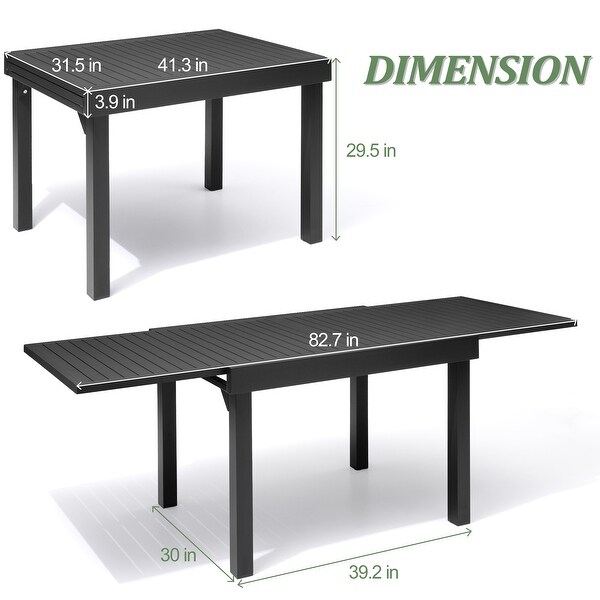 VredHom Aluminum Extendable Outdoor Patio Dining Table