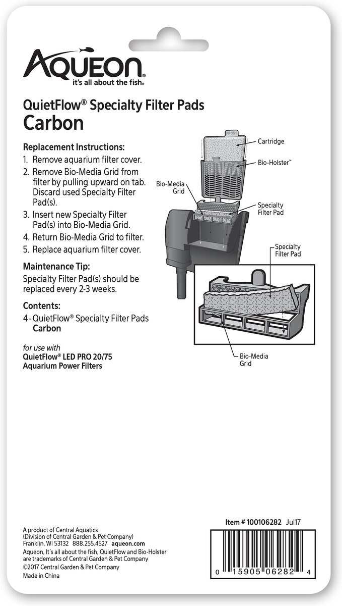 Aqueon QuietFlow 20/75 Carbon Reducing Specialty Aquarium Filter Pads