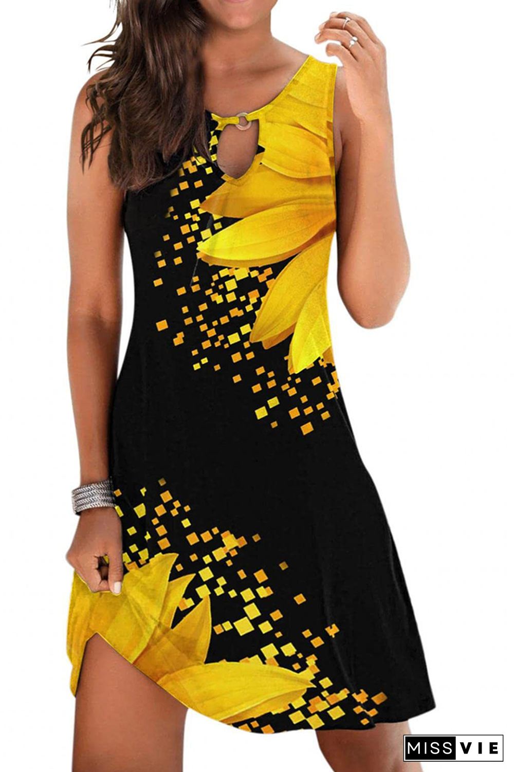 Printed Women Sleeveless Tank Dress Wholesale