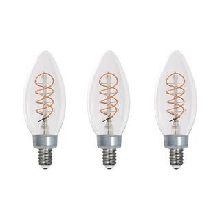 EcoSmart 40-Watt Equivalent B11 Dimmable E12 Candelabra Fine Bendy Filament LED Vintage Edison Light Bulb Soft White (3-Pack) B11C5E12827S