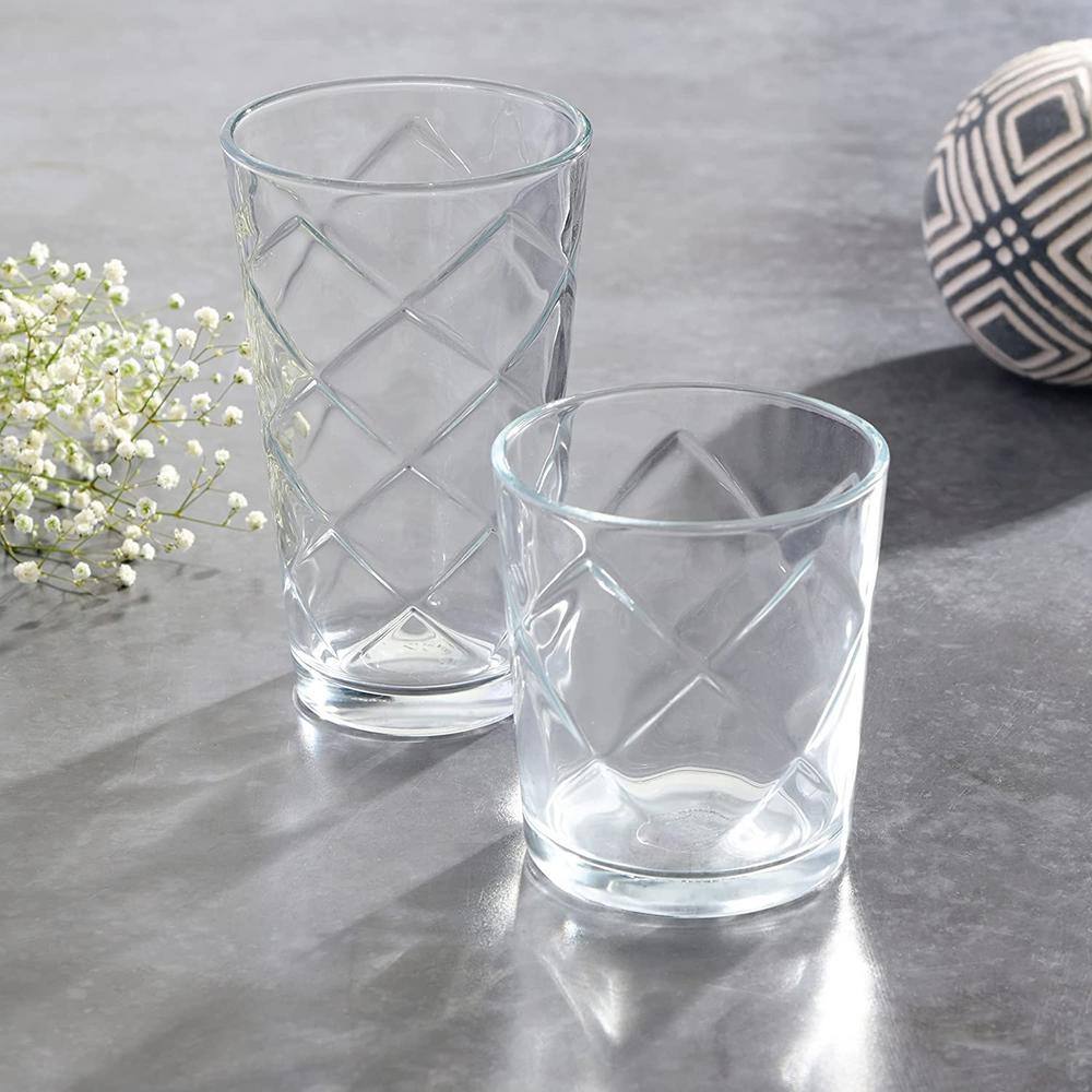 GIBSON HOME 16 Piece Lattice Glassware Drinkware Set 985117467M