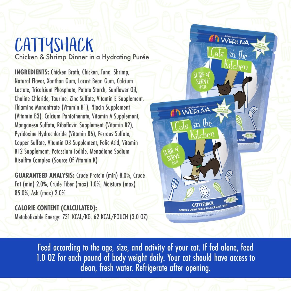 Weruva Cats in the Kitchen Cattyshack with Chicken and Shrimp Pate Grain-Free Cat Food Pouches