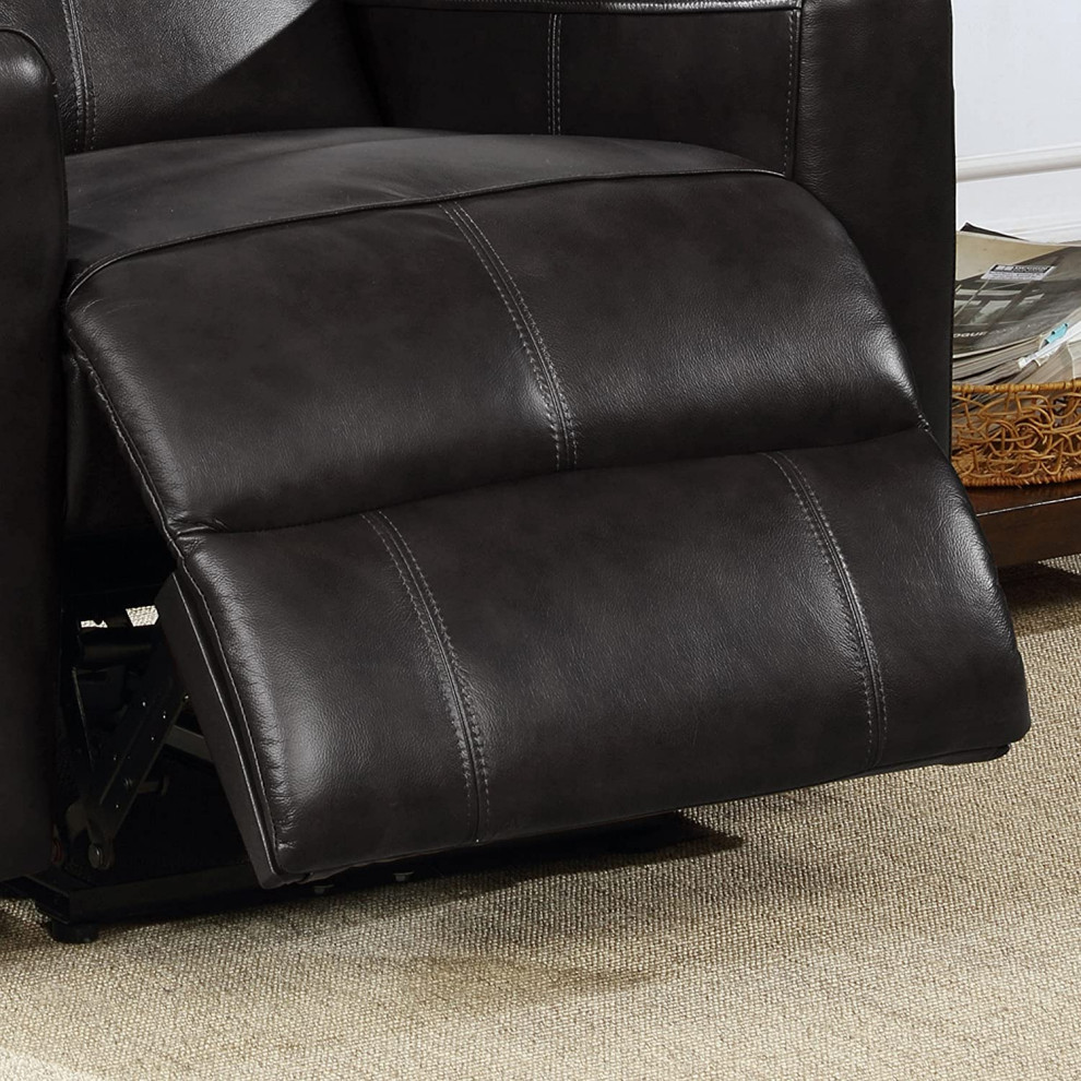 Elegant Power Recliner  Padded Leather Upholstered Seat With Stitching Accent   Transitional   Recliner Chairs   by Declusia  Houzz