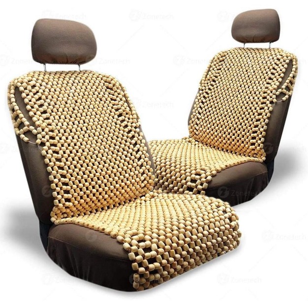 Zone Tech Royal Natural Wood Beaded Seat Cover 2 pack