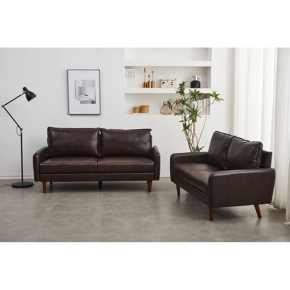 Faux leather 2 Piece Loveseat and Sofa Living Room Set