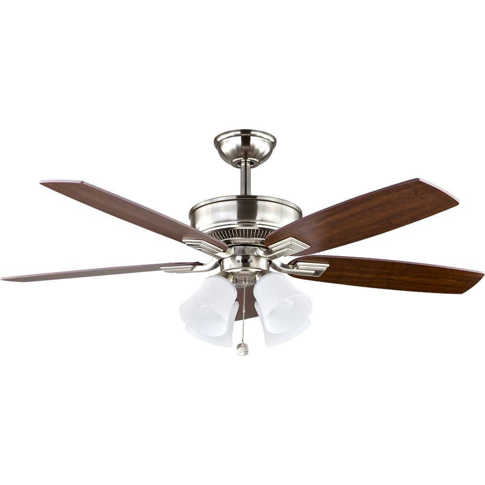 Hampton Bay Devron 52 in LED Indoor Brushed Nickel Ceiling Fan with Light Kit