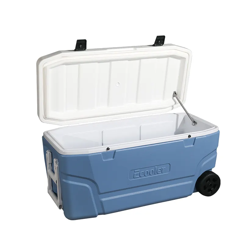 Large 70L Plastic Outdoor Strong Hiking Camping Cooler Box Medical Vaccine Blood Carrier Cooler Box with Wheel and Handle