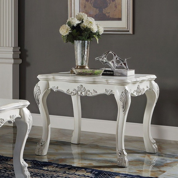 Acme LV01692 Dresden End Table  Antique White Fini...