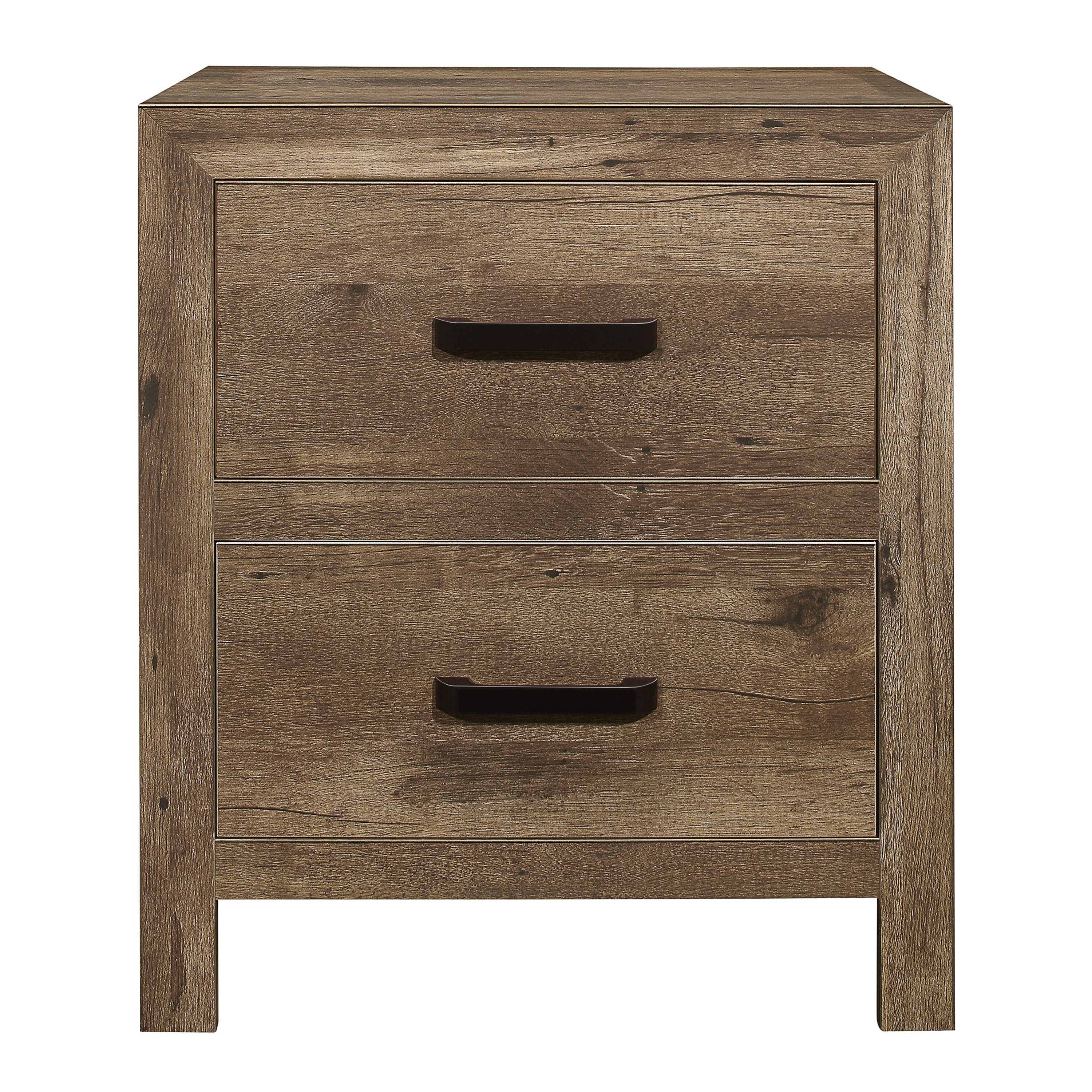 Transitional Style Bedroom Furniture Wooden Nightstand with Two Drawers ， Weathered Pine Finish - - 36131725