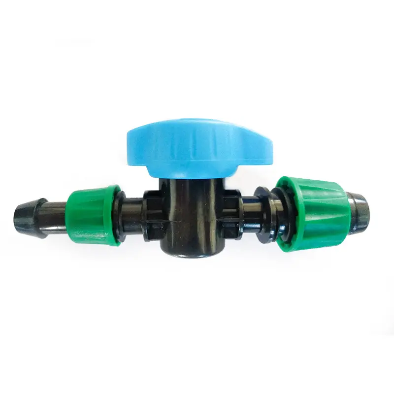 Water saving drip irrigation system plastic 16mm mini valve irrigation drip tape valve for garden and agriculture