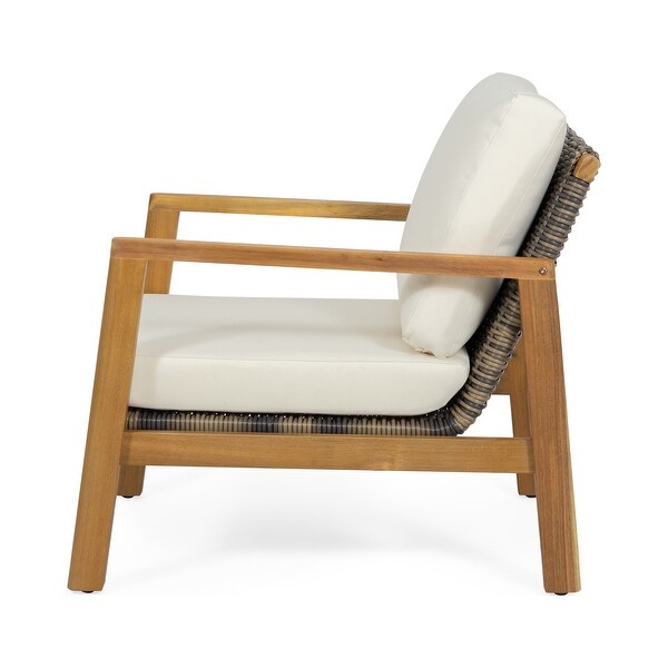 Nova Acacia Wood and Wicker Outdoor Club Chair by Christopher Knight Home