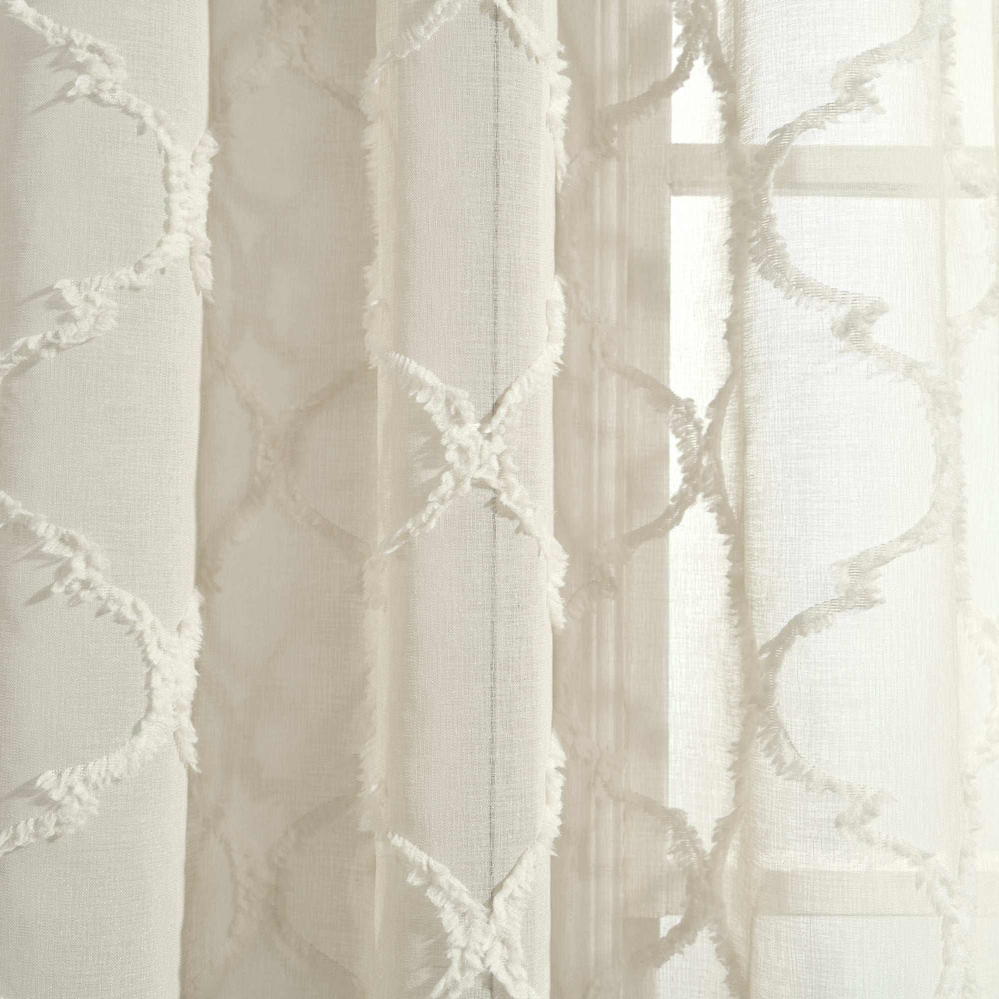 Avon Trellis Grommet Sheer Window Curtain Panel Set